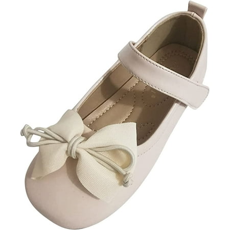 Kids Girls Pearl Leather Shoes Fashion Single Shoes Soft Soles Bowknot Leather Shoes Wedding Dress Toddler Shoes