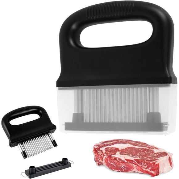 Yazoeia Meat Tenderizer with 48 Stainless Steel Ultra Sharp Needle Blades Black Detachable Heavy Duty Cooking Machine for Tenderizing Beef Turkey Chicken Steak Durable Kitchen Gadgets CJC912-148707