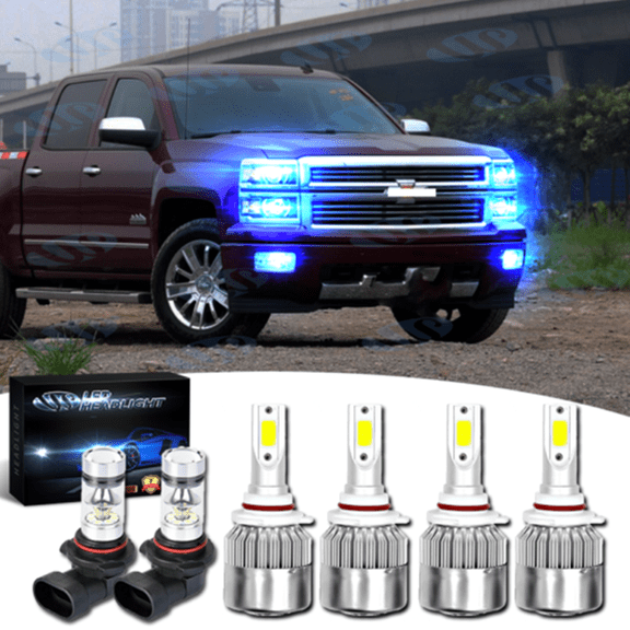 LED Headlights Fog Light Bulb 8000K For Chevy Silverado 1500 2500 3500 2003-2006