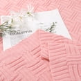 thumbnail image 4 of Soft 100% Cotton Knitted Throw Blanket for Couch Home Office Hotel Blanket Pink 50"x60", 4 of 7