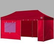 Eurmax USA Full Zippered Walls for 10 x 20 Easy Pop Up Canopy Tent,Enclosure Sidewall Kit with Roller Up Mesh Window and Door 4 Walls ONLY,NOT Including Frame and Top?Red?
