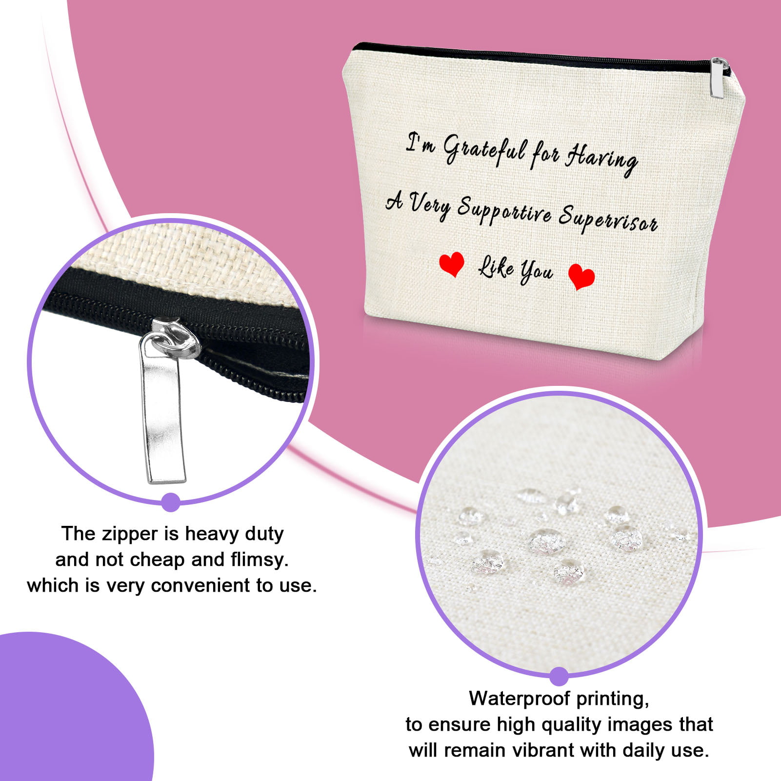 Leader Gifts for Women Makeup Bag Leader Thank You Gifts Appreciation Gifts  for Leader Boss Cosmetic Bag Pouch PM Supervisor Mentor Coworker Colleague