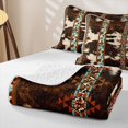 thumbnail image 4 of Erosebridal Hippie Cow Print Quilt Full, Mid Century Aztec Full Bedspread Sets, 3 Pieces, 4 of 7