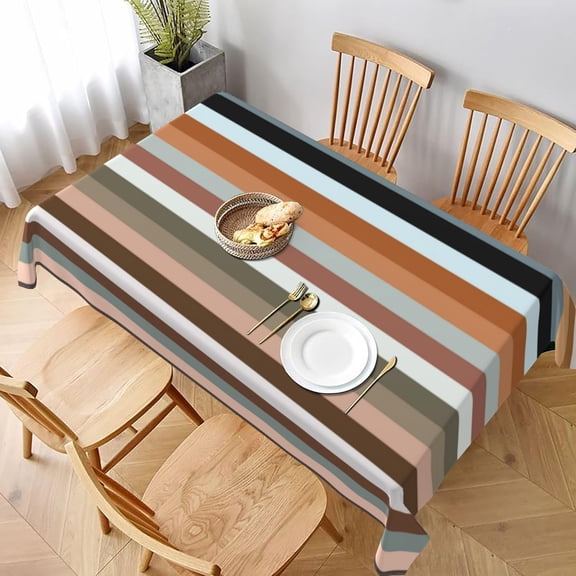 Rectangle Table Cloths, Multicolored Striped Pattern Oblong Tablecloth Washable Table Cover for Kitchen Dinning Party Tabletop Modern Decoration 60 x 102inch