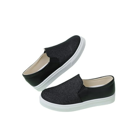 

Wazshop Womens Flat Shoe Comfort Flats Elastic Casual Shoes Slip-Resistant Slip On Moccasins Women Loafers Non-slip Lightweight Black 4.5