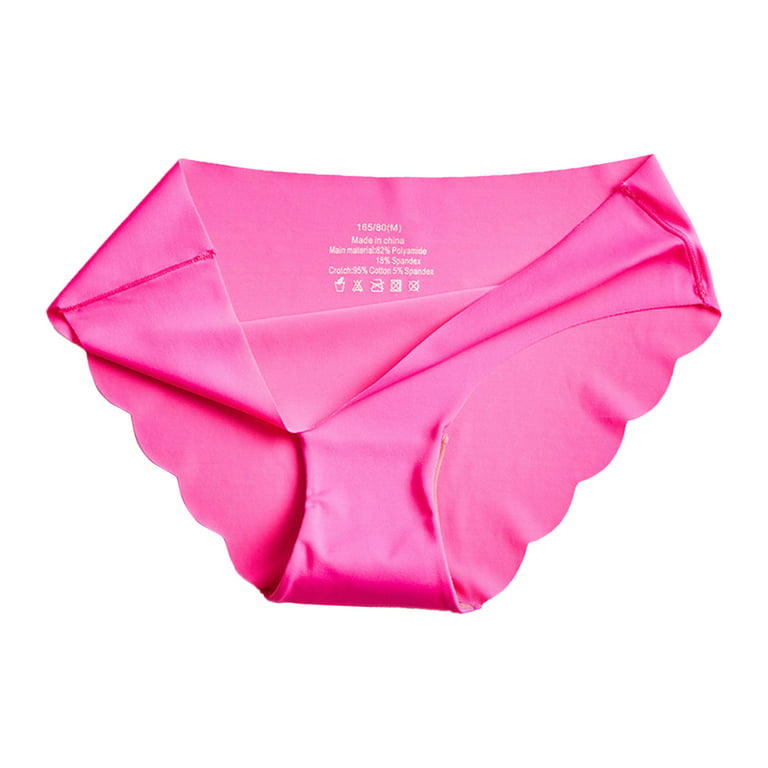 Low Waist Fitness Splicing Thong Women Girl Seamless Panties High Fork  Briefs Satin Underwear Lingerie S FLUORESCENT PINK