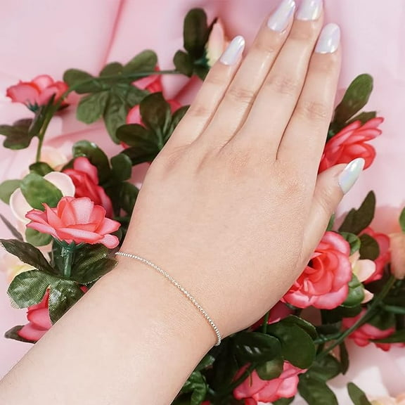 Real 925 Sterling Silver Dainty Chain Bracelets- Great for Stacking Or Alone for Eveyrday Wear- Made In Italy