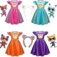 thumbnail image 1 of Vestidos para niños Cosplay Super Kitties vestidos para Superkittiescostume niñas mangas voladoras vestido acampanado con bolsa y diadema, 1 of 3