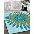 thumbnail image 3 of Ahgly Company Machine Washable Indoor Square Transitional Deep-Sea Green Area Rugs, 5' Square, 3 of 7