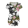 thumbnail image 5 of USSUMA Womens Summer Tops Flowy Button Up Pleated T-Shirts for Women Trendy Vintage Floral Print Blouses Tops Dressy V Neck Tunic Plus Size Shirts for Women, 5 of 6