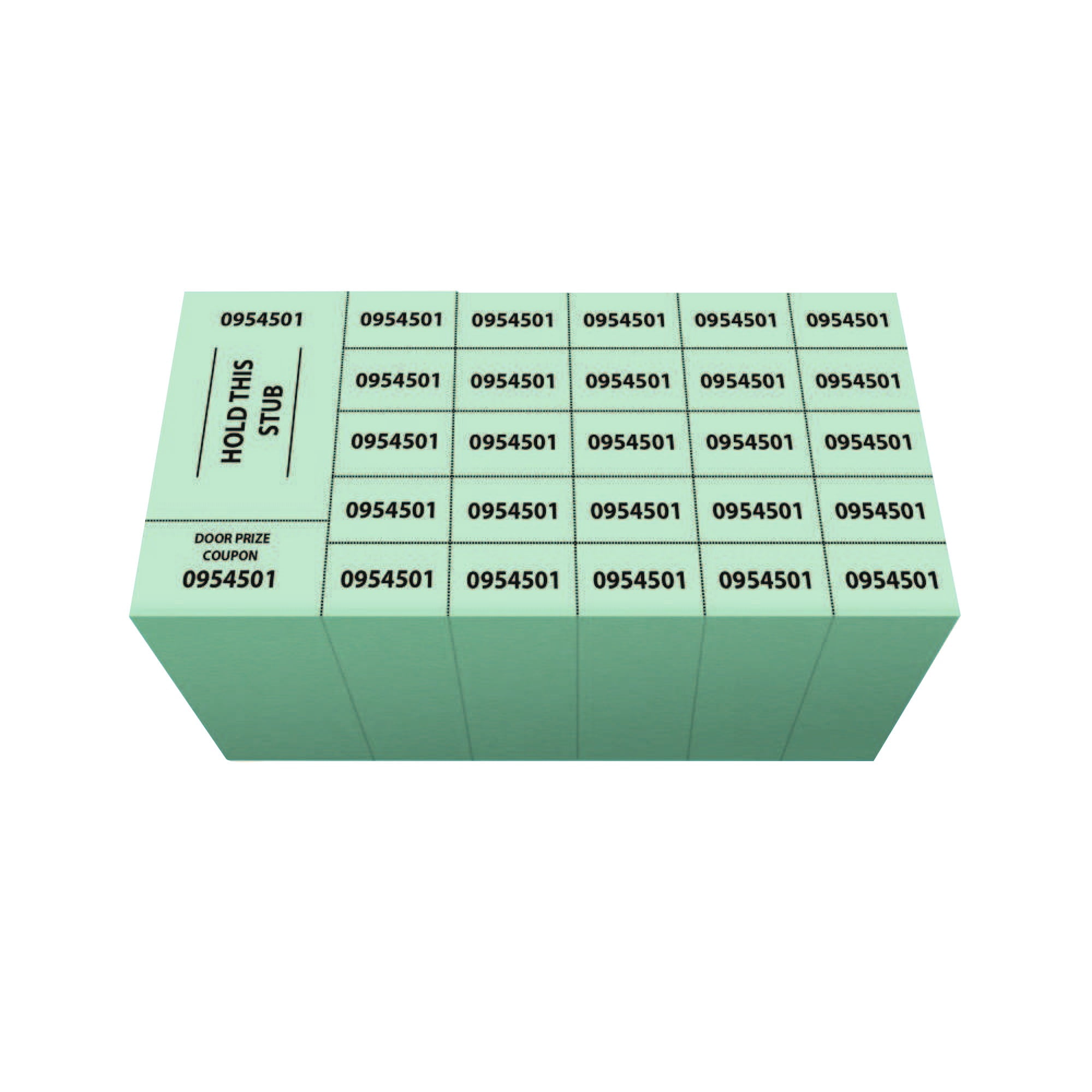 Club Pack Of 501 Green Chinese Auction Ticket With Black Ink 9