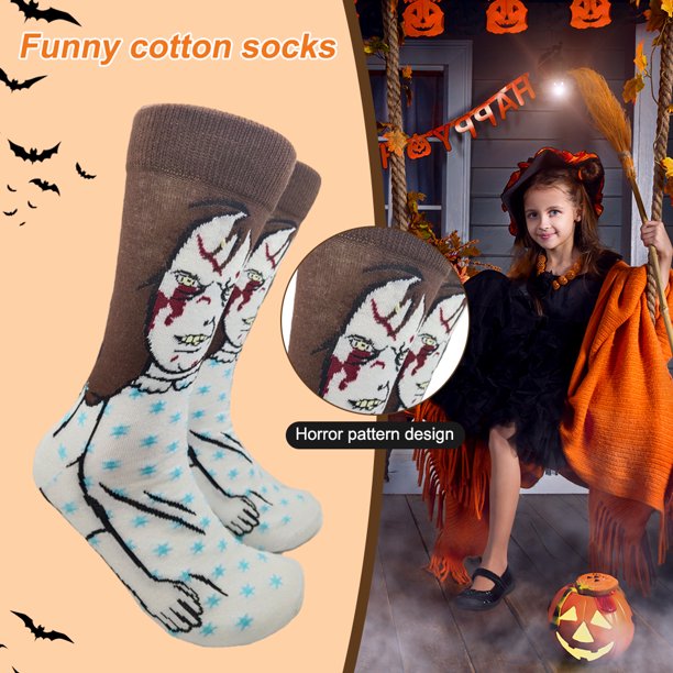 Calcetines de Halloween por encima del tobillo calcetines transpirables novedosos coloridos para hombres y mujeres