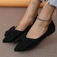 thumbnail image 4 of Dakaela Womens Slip on Dress Shoes Pointy Toe Bow Penny Loafers Suede Casual Work Flats Black 7, 4 of 7