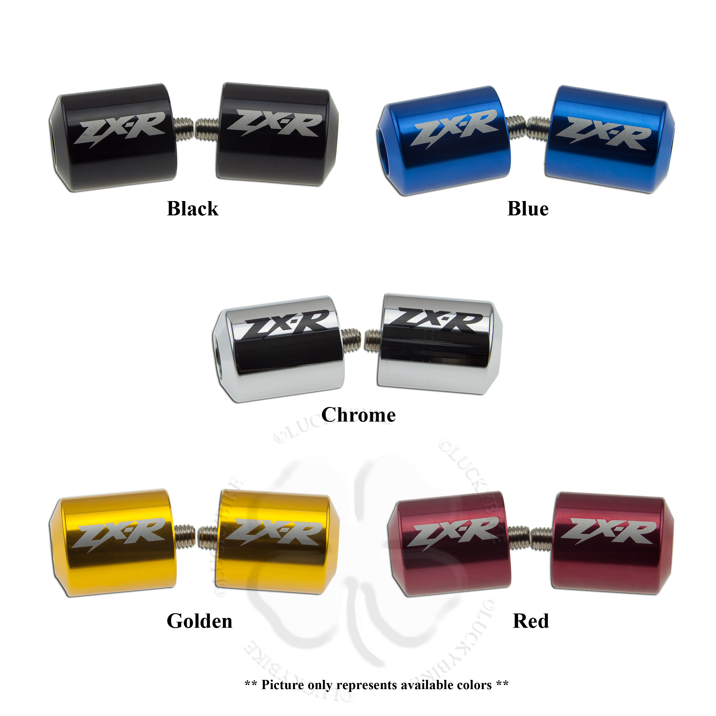 Set Kawasaki ZX-R Logo Bar Ends Caps ZZR ZRX ZX7R ZX9R ZX12R 600