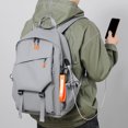 thumbnail image 2 of Mochila informal ligera unisex con cremallera y puerto de carga (gris), 2 of 6