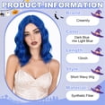 thumbnail image 4 of Creamily 13 inch Dark Blue mix Light Blue Bob Wigs no Bangs for Women Short Wavy Shoulder Length Bob Wig Natural Color Heat Resistant Hair for Daily, 4 of 10