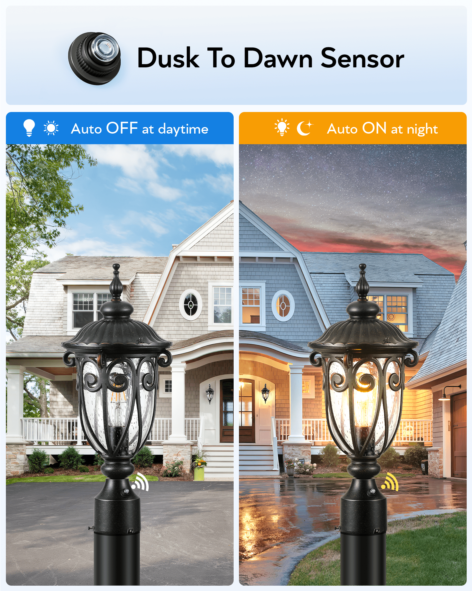 VIANIS Dusk to Dawn Outdoor Lamp Posts Light with Pier Mount Base, Aluminum 3-inch Outdoor Post Light, Waterproof bronze Exterior Lamp Post for Driveway, Backyard, Patio(Hardwired 120V, Not Solar)