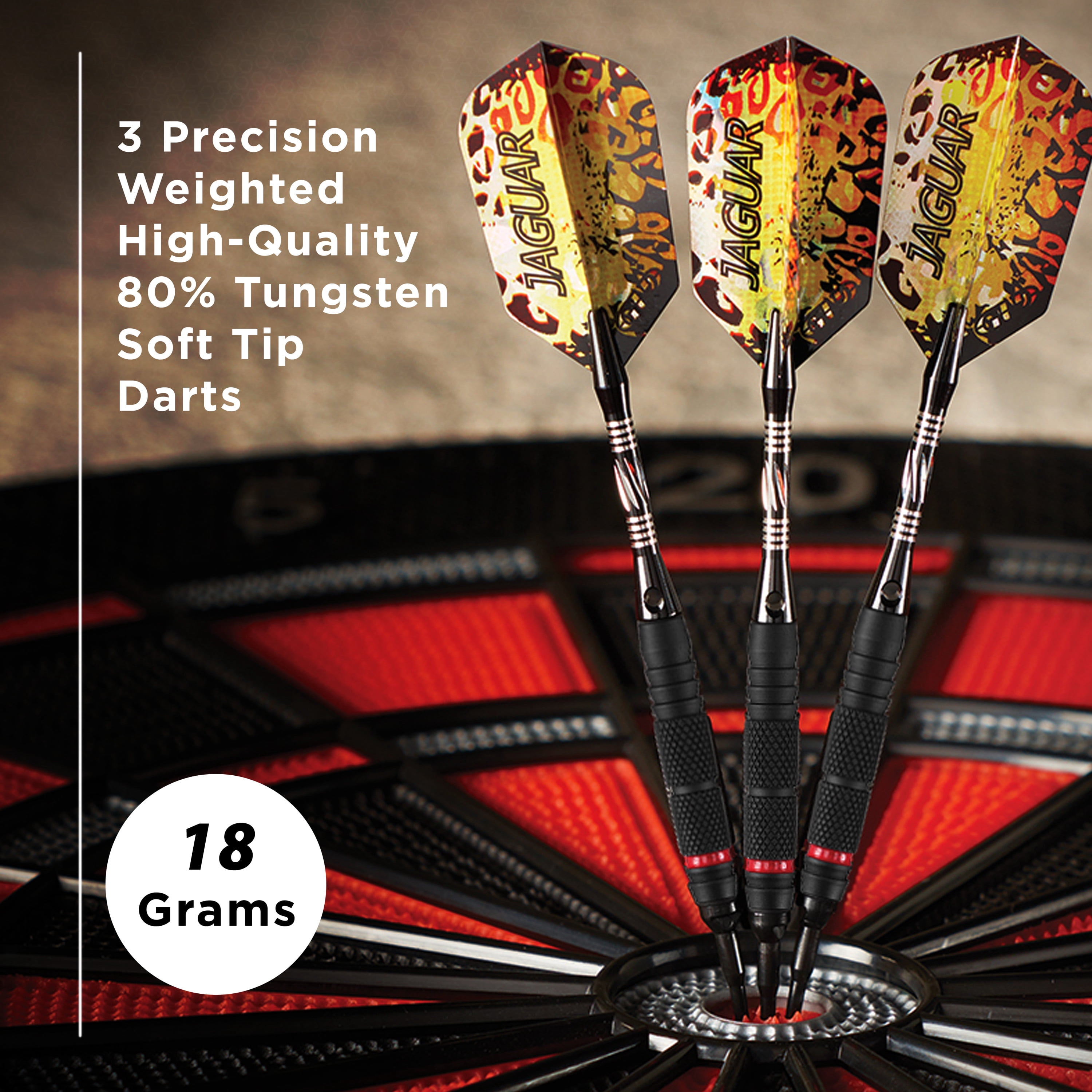 Viper Jaguar 80% Tungsten Soft Tip Dart Set, Dual Knurled, 18 Grams