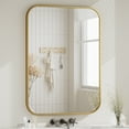 thumbnail image 3 of BEAUTYPEAK 20"x28" Wall Mirror Rounded Corners Hanging Vanity Mirror Gold, 3 of 9