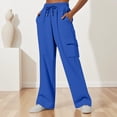 thumbnail image 4 of Women Oversized Wide Leg Cargo Sweatpants JIANLAI ,Drawstring Elastic Waist Casual Athletic Pants With Multi‑Pockets, Soft Cotton‑Blend Loose Fit Streetwear Trousers For Daily Workout Lounging, 4 of 8