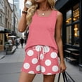 thumbnail image 6 of Short Sets for Women Lounge 2 Piece Sets for Women Polka Dots Beach Vacation Sleeveless Square Neck Tank Tops and Shorts Summer Outfits for Women Hot Pink XXXL, 6 of 8