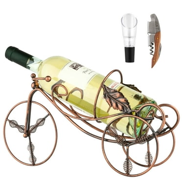 Bicycle Design Wine Bottle Holder - Corkscrew Wine Bottle Opener and Aerator Pourer Included - Novelty Gift for Wine Enthusiasts