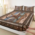 thumbnail image 4 of Homewish Vintage Stars Queen Sheets,Rustic Farmhouse Cabin Queen Sheet Sets,Brown,4pcs,1 Flat Sheet, 1 Fitted Sheet and 2 Pillowcases, 4 of 6
