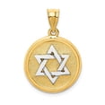 thumbnail image 3 of 14k Yellow and White Gold Two-tone Solid Satin Finish Flat Back Star of David Disc Charm Length 27mm, 3 of 5