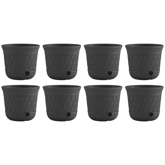 Suncast 14'' x 12'' Durable Plastic Decorative Hose Pot, Gray (8 Pack)