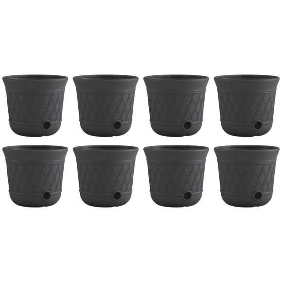 Suncast 14'' x 12'' Durable Plastic Decorative Hose Pot, Gray (8 Pack)