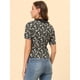 thumbnail image 4 of INSPIRE CHIC Blusa floral con botones y manga corta con cuello Peter Pan para mujer Negro S, 4 of 5
