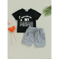 thumbnail image 2 of Bagilaanoe 2pcs Toddler Baby Boy Short Pants Set Short Sleeve Letter Print T Shirt Tops + Shorts 6M 12M 18M 24M 3T Kids Casual Summer Outfits, 2 of 9