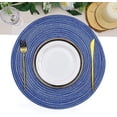 thumbnail image 2 of Zhuge Round Braided Placemats 15 inch Washable Kitchen Table Placemats for Home Wedding Party (Blue White, 6), 2 of 5