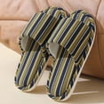 thumbnail image 7 of AUDeals Women Men Stripe Slippers Open Toe Cotton Linen Slide Sandals Soft Soled Lightweight Home Shoes Anti Slip Lounging (Blackish Green, 8), 7 of 7