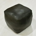thumbnail image 4 of BBH Homes Black Round Leather Pouf Ottoman Handmade Recycled Cotton Fill BBBACPF0012, 4 of 9