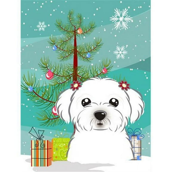 Caroline's Treasures BB1580GF Christmas Tree and Maltese Flag Garden Size , Small, multicolor