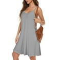 thumbnail image 6 of Jzuxvd Sleepwear Nightgowns for Women Built in Shelf Bra Casual Sexy Padded Full Under Dresses Light Gray 3XL, 6 of 7