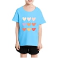 thumbnail image 2 of Plebaso T-Shirts à Imprimé Cœur pour Garçons et Filles, Col Rond, Manches Courtes Décontractées, Hauts Graphiques Mignons pour Enfants, 2 of 3