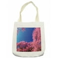 thumbnail image 1 of Floral Tote Bag, Cherry Blossom with Clear Sky Sunny Day View Country Road Garden Spring Landscape, Cloth Linen Reusable Bag for Shopping Books Beach and More, 16.5" X 14", Cream, by Ambesonne, 1 of 2