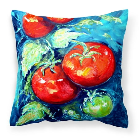 Carolines Treasures MW1148PW1414 Vegetables - Tomatoes on the vine Canvas Fabric Decorative Pillow 14Hx14W multicolor