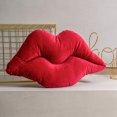 thumbnail image 3 of 3D Lips Soft Velvet Cushion Throw Pillows for Couch Bed Living Room, Insert Included, Dark Red, 20 X 11 inches, 3 of 5