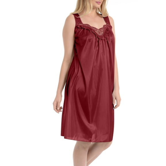 EZI Nightgowns for Women - Soft & Breathable Satin Night Gowns for Adult Women - Medium to Plus Size Womens Sleep Shirts - Knee-Length Nightgown