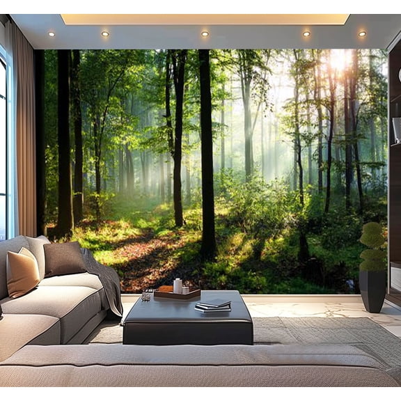 Peel and Stick Wallpaper Morning forest Modern Art Wall Mural Decor Self Adhesive and Removable 100in x 144in