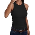 thumbnail image 3 of ANRABESS Racerback Tank Tops for Women Ribbed High Neck Tank 2026 Summer Sleeveless Shirts Slim Fitted Basic Tees Casual Workout Tops Black XS, 3 of 10