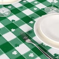 thumbnail image 4 of St Patrick''s Day Checkered Fabric Rectangle Table Runner-14x120 Inch-Polyester Shamrock Pattern Table Runner, Table Runners Protector for Party, Banquet, Dinner Decoration Use, Green & White, 4 of 6