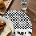 thumbnail image 3 of Black Plaid Farmhouse Round 15 Inch Placemats Set of 6, Watercolor Cute Country Cow Checkered HeatResistant Non Slip Place Mats for Dining Table, Wipeable Braided Kitchen Table Mats for Housewarming, 3 of 9