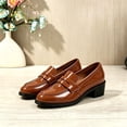 thumbnail image 7 of Busydd Womens Loafers Fashion Glossy Chunky Block Heel Dress Shoes Casual Comfortable Closed Toe Solid Color Slip On Shoes, 7 of 7