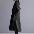 thumbnail image 5 of Women's Elegant Over-the-Knee Wool Coat - Loose Fit Belted Winter Outerwear, Stylish Warm Long Coat, Black Size XXL, 5 of 6