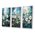 thumbnail image 3 of Designart "Blue Calm Gardens IV" Abstract Framed Wall Art Set Of 3 - Blue Floral Frame Canvas Set For Living Room Decor, 3 of 6