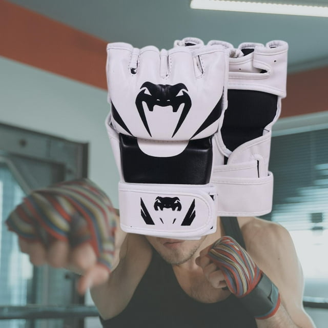 Guantes MMA shamjiam Guantes de entrenamiento de boxeo Unisex Blanco